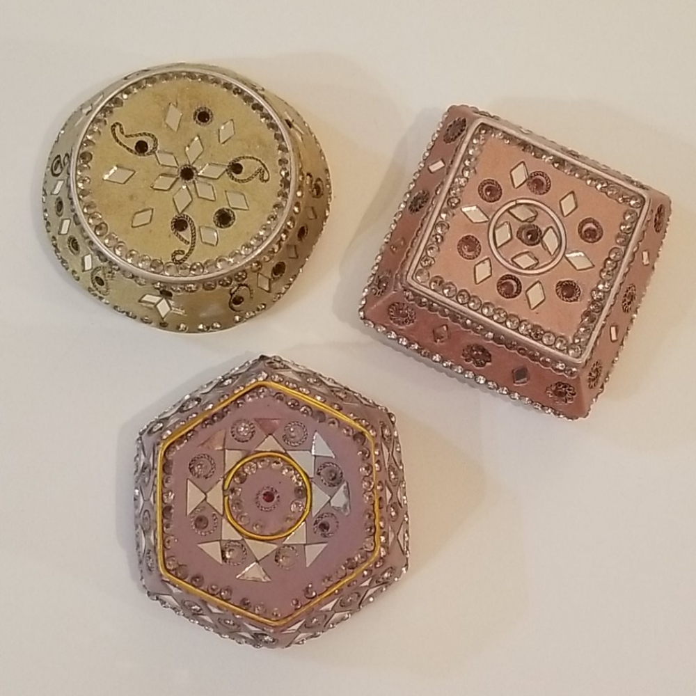 Set of 3 Bejeweled Trinket Boxes